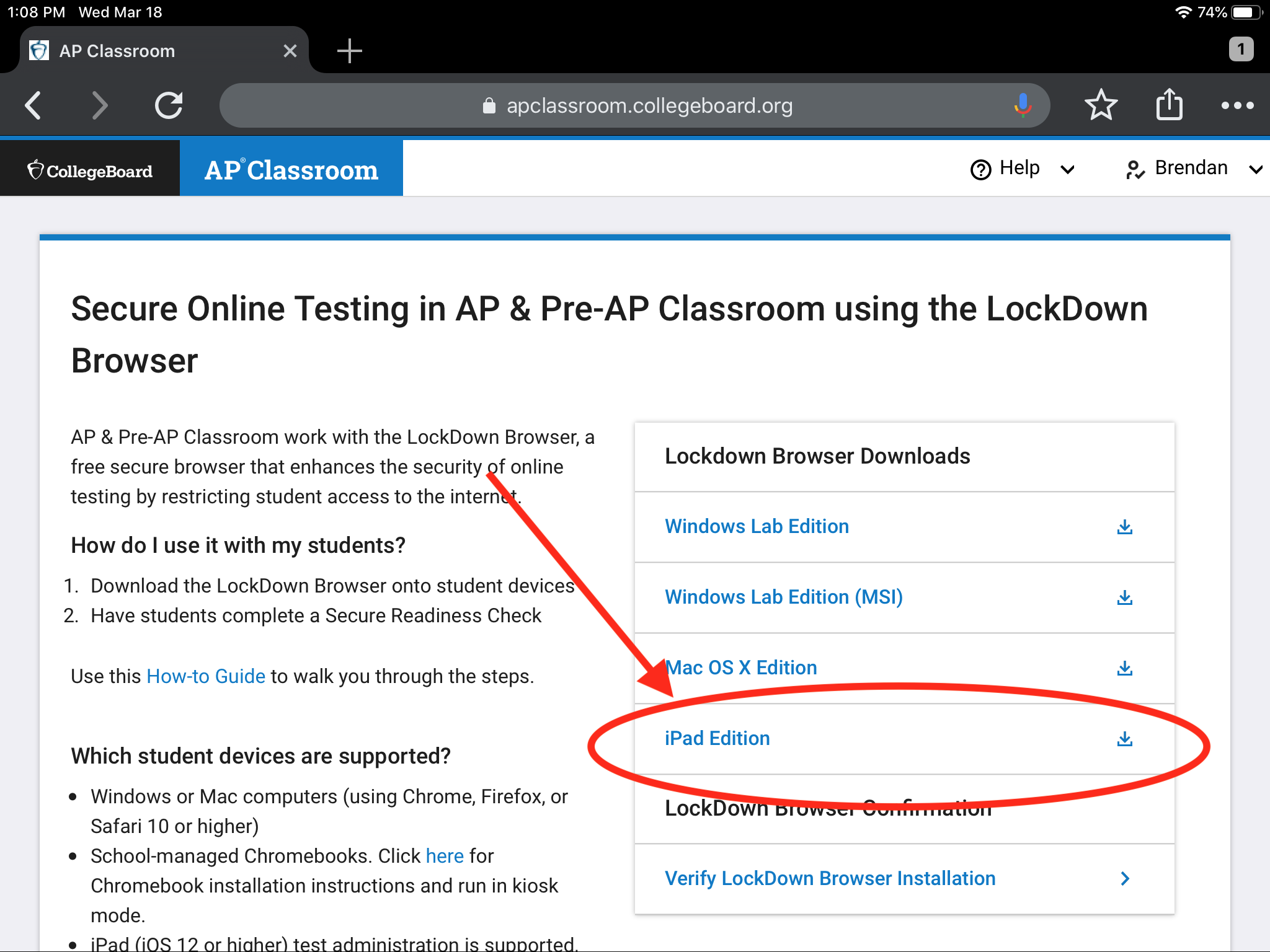 How to install LockDown Browser (for AP)